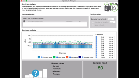 900 MHz: Digi XCTU Spectrum Analyzer for 900 MHz Modules