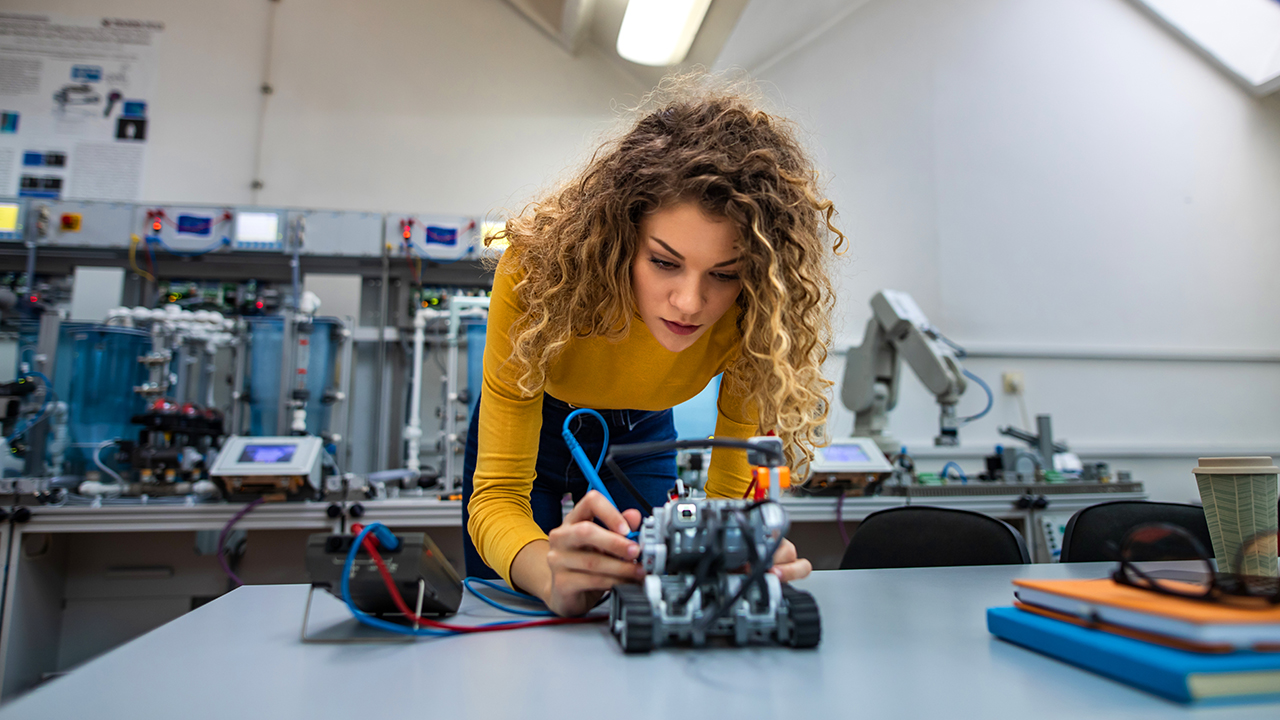 Student learning robotics